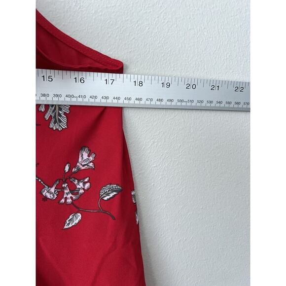 BB DAKOTA Top Womens Small Laura Floral Print High Low Red Halter Tie Flowy Boho - Picture 5 of 8